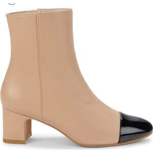 Stuart Weitzman Milla Beige Leather Cap Toe Boots - Size 6